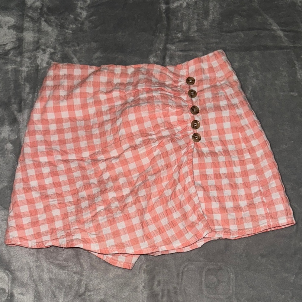 Forever 21 Pink and White Ruched Wrap Mini Skirt